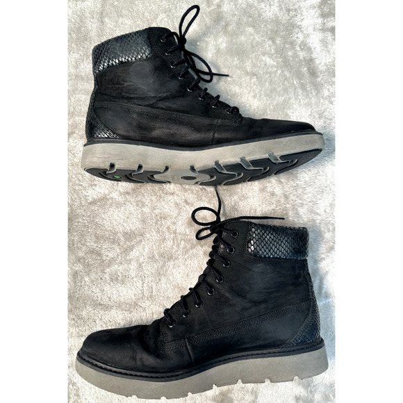Timberland Black Nubuck Leather Snakeskin Accent Sensorflex Boots Womens 7.5 - Picture 3 of 11
